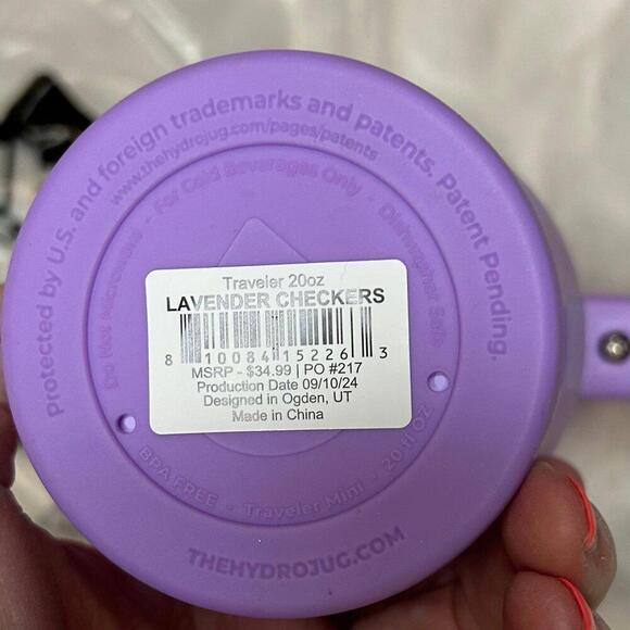NIB HydroJug LAVENDER CHECKERS 20oz Traveler - Picture 5 of 6